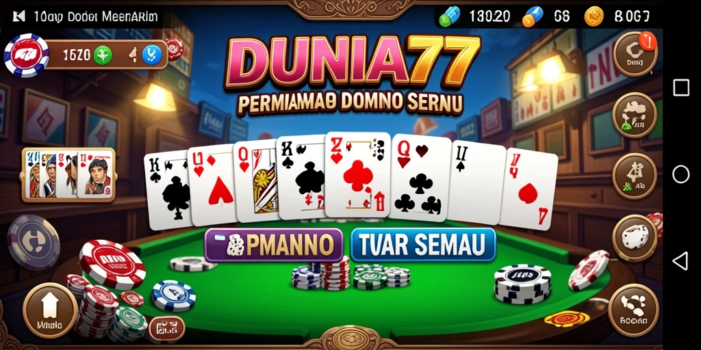 Tampilan gameplay DUNIA77 saat bermain Domino dengan teman.