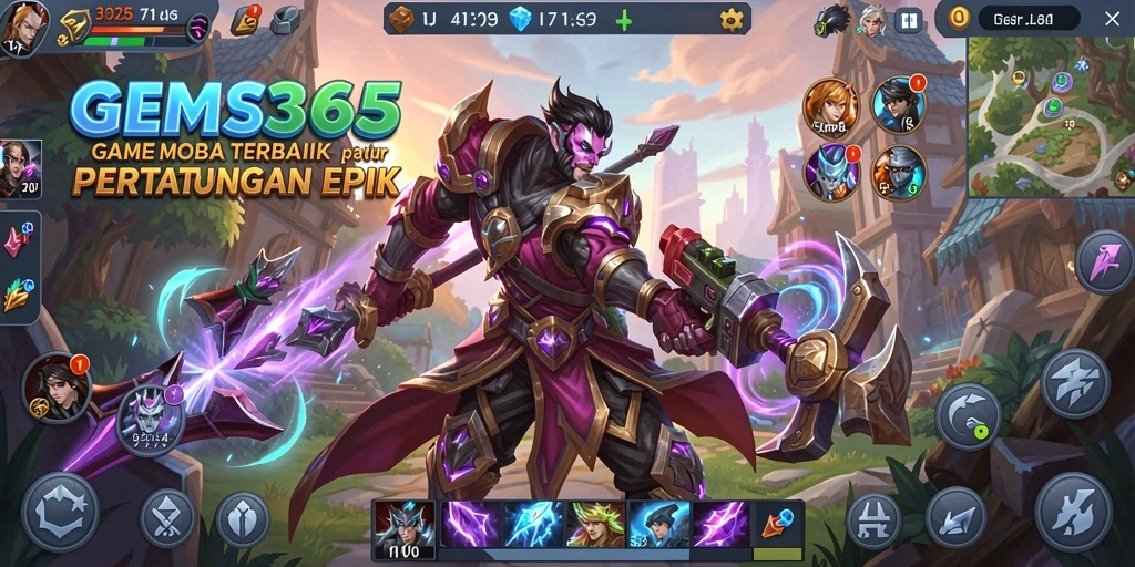 Gameplay seru di arena GEMS365 dengan pertarungan tim yang intens.