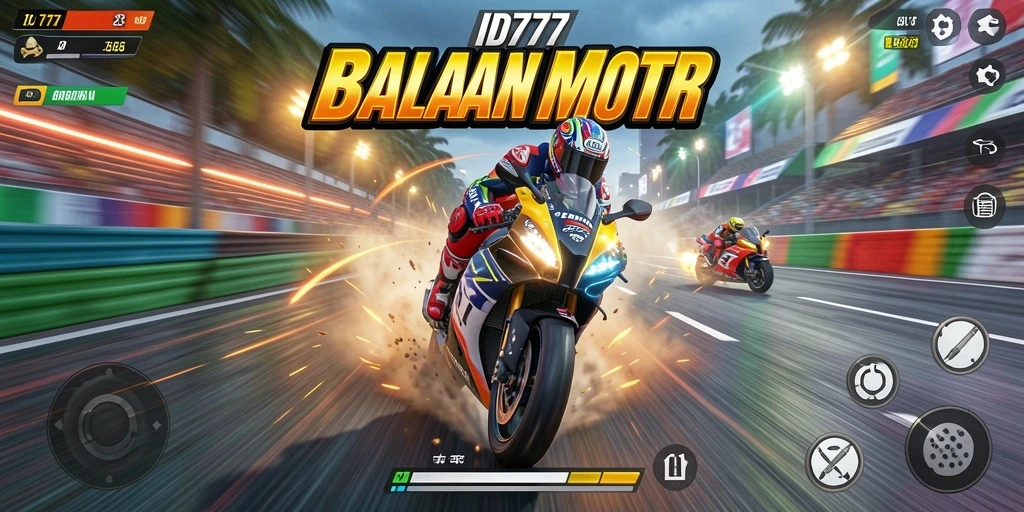 Screenshot gameplay balapan motor di ID777 yang mendebarkan.