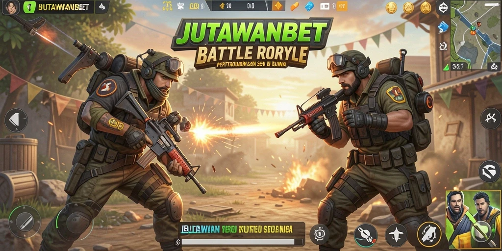 Tampilan gameplay seru dalam pertarungan Battle Royale JUTAWANBET.