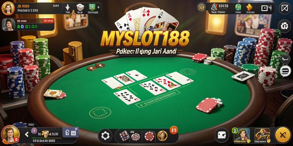 Screenshot MYSLOT188 menunjukkan aksi seru di meja Poker.