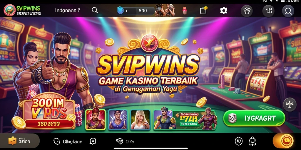 Tampilan utama gameplay SVIPWINS yang memukau dan penuh aksi kasino.