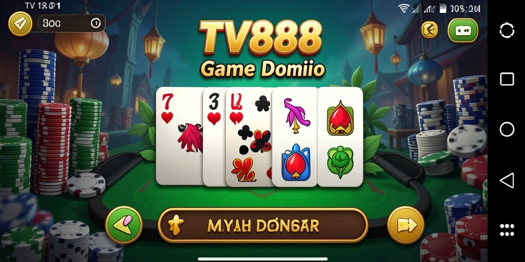 Tangkapan layar utama TV888 yang menunjukkan aksi permainan domino yang seru.